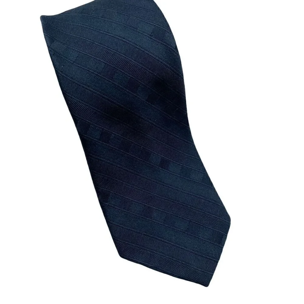 Velduci Men's Tie Necktie Tone on Tone Blue Stripe Polyester Classic Office